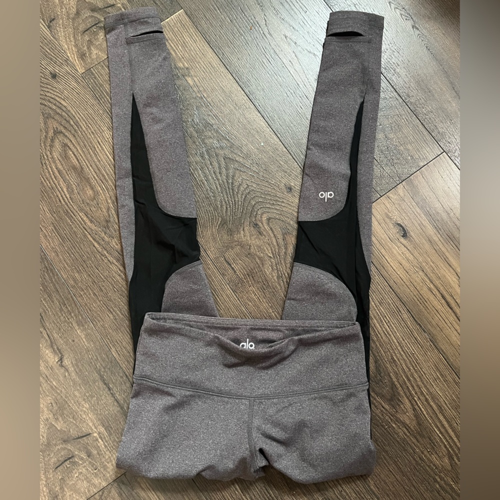 Alo Yoga Leggings Gray Black Sheer Stirrup XS